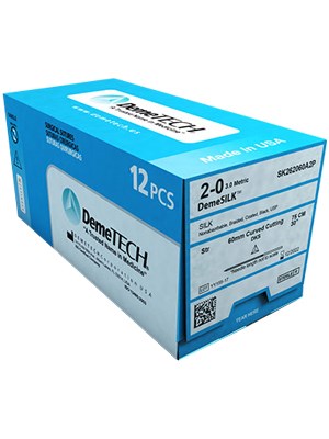 DemeSILK Silk Suture 3/0 24mm 3/8 R/C 45cm - Box/12