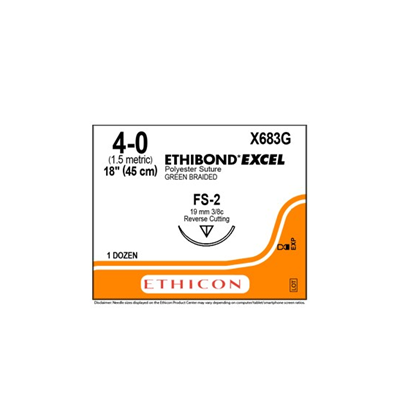 ETHIBOND* EXCEL Suture Green 4-0 45cm FS-2 17mm - Box/12