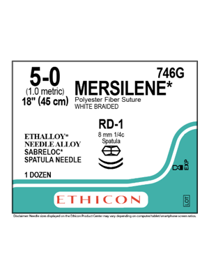 MERSILENE* Polyester Fiber Suture White Non Absorbable 5-0 18in RD-1