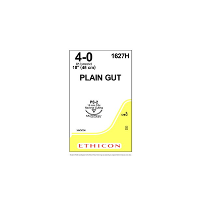 PLAIN GUT Sutures Yellowish Tan 45cm 4-0 PS-2 19mm - Box/36