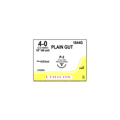 PLAIN GUT Sutures Yellowish Tan 45cm 4-0 P-3 13mm - Box/12 