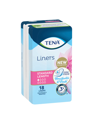 TENA Liners Breathable Standard Length 18 Pack - Ctn/108