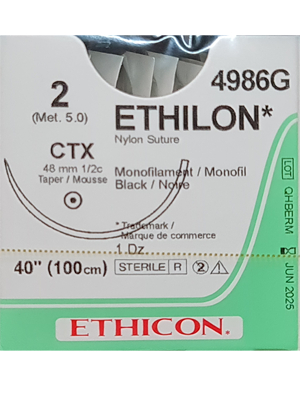 ETHILONĀ® Nylon Sutures Black 100cm 2 CTX 48mm - Box/12