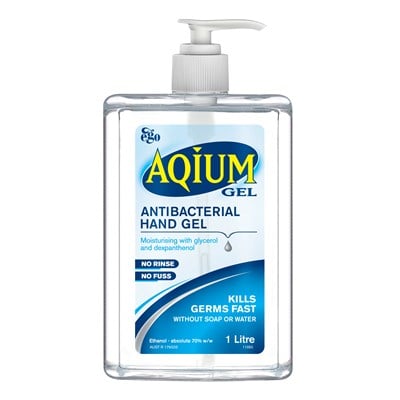 Aqium Antibacterial Hand Sanitiser, Bottle with Pump 1L