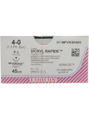 VICRYL RAPIDE® Absorbable Sutures Undyed 4-0 45cm P-3 13mm - Box/36
