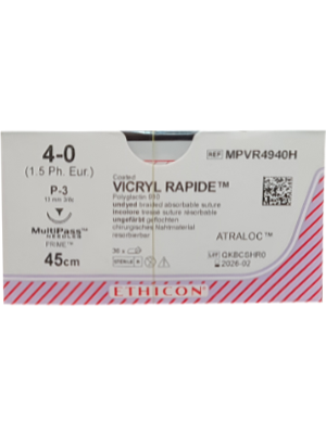 VICRYL RAPIDE® Absorbable Sutures Undyed 4-0 45cm P-3 13mm - Box/12
