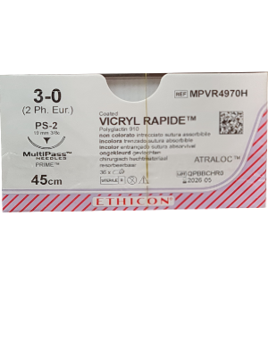 VICRYL RAPIDEĀ® Sutures Undyed 45cm 3-0 PS-1 24mm - Box/36