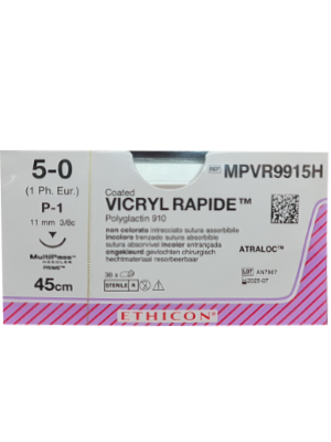 VICRYL RAPIDE® Absorbable Sutures Undyed 5-0 45cm P-1 11mm - Box/36