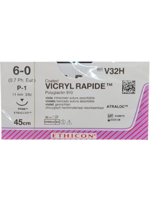 VICRYL RAPIDEĀ® Sutures Violet 45cm 6-0 P-1 11mm - Box/36