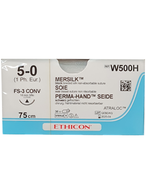 PERMA-HAND* Silk Sutures Black 75cm 5-0 CFS-3 16mm - Box/36