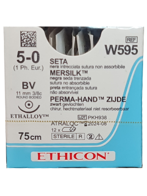 PERMA-HAND* Silk Sutures Black 75cm 5-0 BV 10.5mm - Box/12