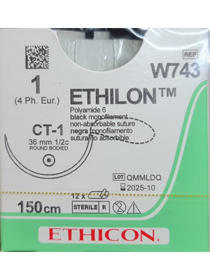 ETHILON™ Nylon Sutures Black 150cm 1 CT-1 36mm – Box/12