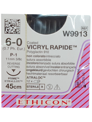 VICRYL RAPIDEĀ® Sutures Undyed 45cm 6-0 P-1 11mm - Box/12