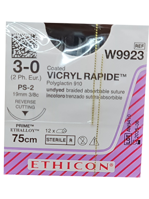 VICRYL RAPIDEĀ® Sutures Undyed 75cm 3-0 PS-2 19mm - Box/12