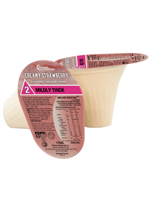Flavour Creations Creamy Strawberry Flavoured Thickened Drink 175mL Level 2 Mildly Thick - 24 Pack