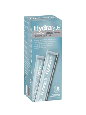 Hydralyte Rehydration Ice blocks Colour Free Lemonade 16 Pack