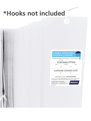 Haines Antimicrobial Shower Curtain White 2.5m x 1.8m