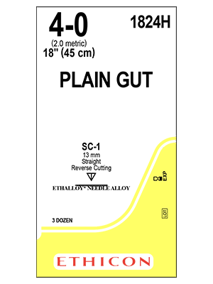PLAIN GUT Sutures Yellowish Tan 45cm 4-0 SC-1 13mm - Box/36