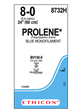 Prolene Suture Ethicon Polypropylene Monofilament Blue 8/0 BV130-5 60cm