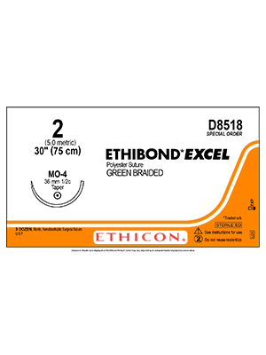 ETHIBOND* EXCEL Suture Green 75cm 2 MO-4 36mm - Box/36