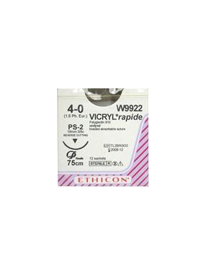 VICRYL RAPIDE® Absorbable Sutures Undyed 4-0 75cm PS-2 19mm - Box/12