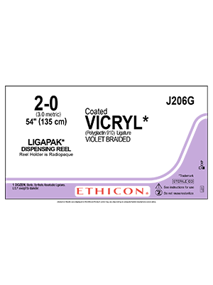 Coated VICRYL® Absorbable Sutures Violet 2-0 135cm Non Needled - Box/12