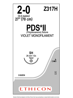 PDS*II Polydioxanone Sutures Violet 70cm 2-0 SH 26mm - Box/36