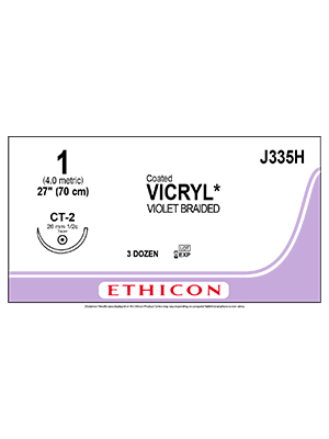 Coated VICRYL® Absorbable Sutures Violet 1 70cm CT-2 26mm - Box/36
