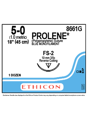 Prolene Polypropylene Sutures Blue 45cm 5-0 FS-2 - Box/12