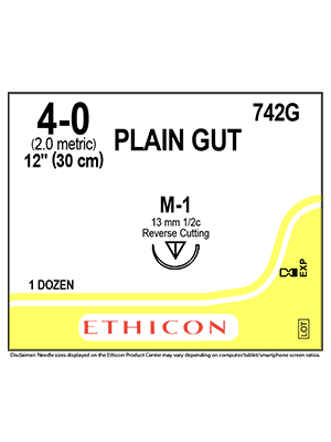 PLAIN GUT Sutures Yellowish Tan 30cm 4-0 M-1 13mm - Box/12