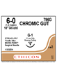 Surgical Gut Sutures (Chromic) Undyed 45cm 6-0 G-1 11mm - Box/12