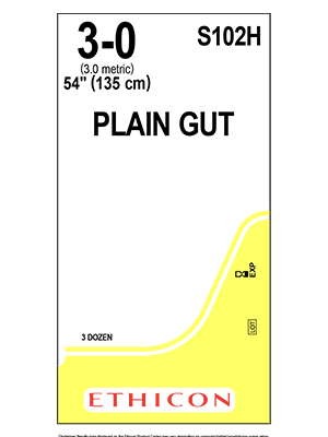 PLAIN GUT Sutures Yellowish Tan 135cm 3-0 Non Needled - Box/36