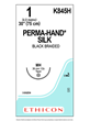PERMA-HAND* Silk Sutures Black 75cm 1 MH 36mm - Box/36