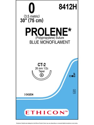Prolene Blue 75cm 0 CT-2 Plus – Box/36