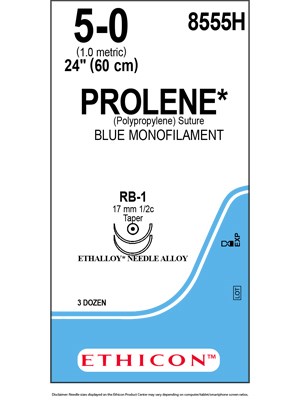 PROLENE* Polypropylene Sutures Blue 60cm 5-0 RB-1 17mm - Box/36
