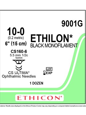 ETHILON* Nylon Black 15cm 10-0 CS160-6 5.5mm – Box/12
