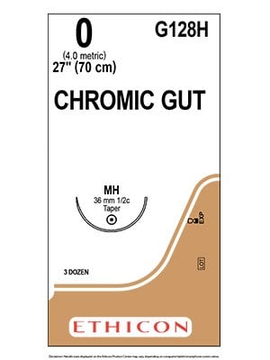 CHROMIC GUT Sutures Undyed 70cm 0 MH 36mm - Box/36