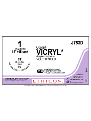 Coated VICRYL* Sutures Violet 45cm 1 CT 40mm - Box/12