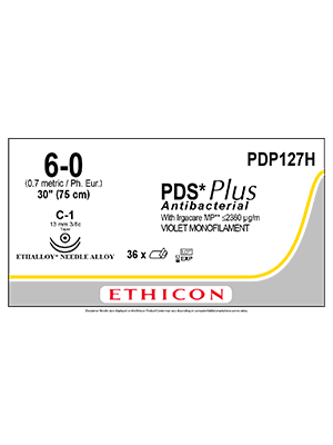 PDS® Plus Antibacterial Suture Violet 6-0 75cm C-1 13mm - Box/36
