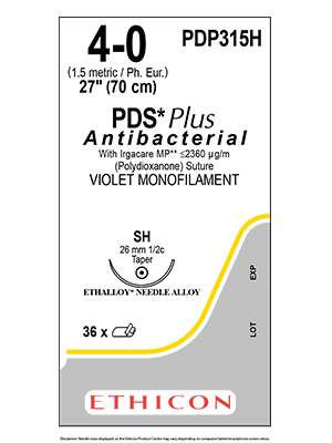PDS® Plus Antibacterial Suture Violet 4-0 70cm SH 26mm - Box/36
