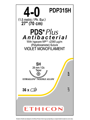 PDS® Plus Antibacterial Suture Absorbable Violet 4-0 70cm - Box/36