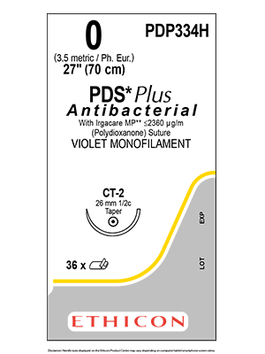 PDS® Plus Antibacterial Suture Violet 0 70cm CT-2 26mm - Box/36