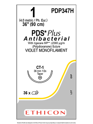 PDS® Plus Antibacterial Suture Violet 1 90cm CT-1 36mm - Box/36
