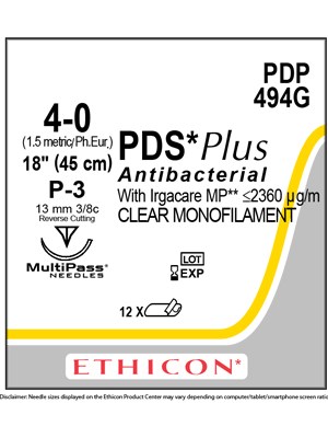 PDS® Plus Antibacterial Suture Undyed 4-0 45cm P-3 13mm - Box/12