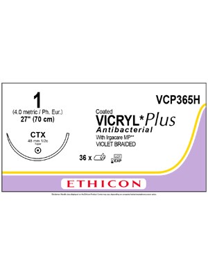 VICRYL* Plus Antibacterial Sutures Violet 70cm 1 CTX 48mm - Box/36