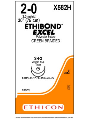 ETHIBOND* EXCEL Double-Armed Suture Green 5-0 75cm SH-2 - Box/36