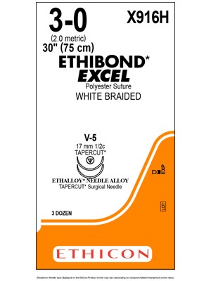 ETHIBOND* EXCEL Double-Armed Suture White 3-0 75cm V-5 - Box/36