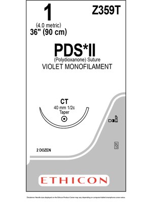 PDS II Sutures Absorbable Violet 1 90cm - Box/24