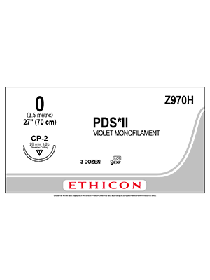 PDS® II Polydioxanone Suture Violet, 0 70cm CP-2 26mm - Box/36