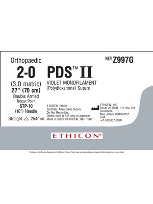 PDS® II Polydioxanone Suture Violet 2-0 70cm STP-10 36mm - Box/12